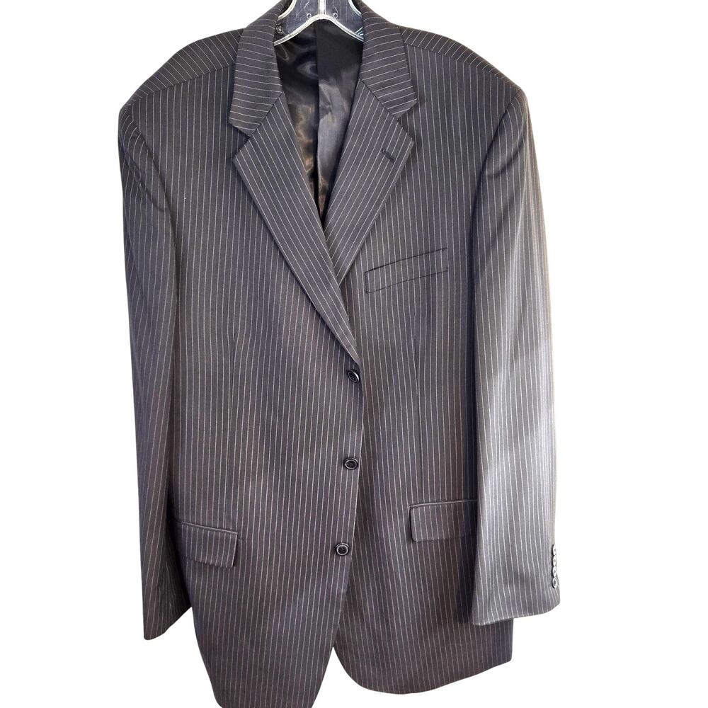 Marco Stefano Men's Blazer48XL48 XL Sport Coat Gray Stripe Suit Jacket 3 Buttons